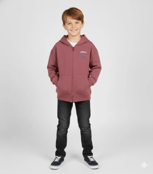 Vertbaudet Sweat Zippe à Capuche Garçon animation poitrine, Produit Original, Bordeaux Chiné