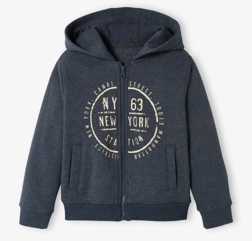 Vertbaudet Sweat zippé à capuche Garçon, Motif Graphique, Marine Chine, Produit Original