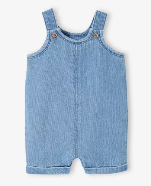 Vertbaudet Ensemble Bébé 03 Pièces Salopette Jean, Body & Bob, Denim Bleached, Produit Original