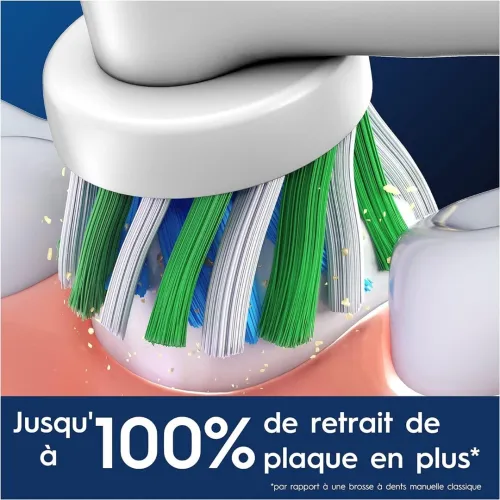01 Pack Oral B Pro de 04 Brossettes Tête de rechange Au Choix, Cross Action, 3D White Ou Sensitive Clean,  Produit d'Origine