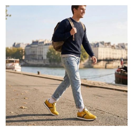 US POLO Baskets Homme - Running - Nobil006- Moutarde, Produit d'Origine