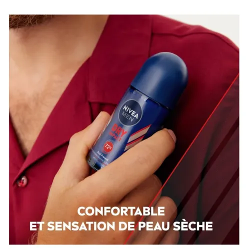 Nivea Men Déodorant Roll On Pour Homme, Protection 72h, Anti Transpirant Dry Impact, 50 ml, Produit d'Origine