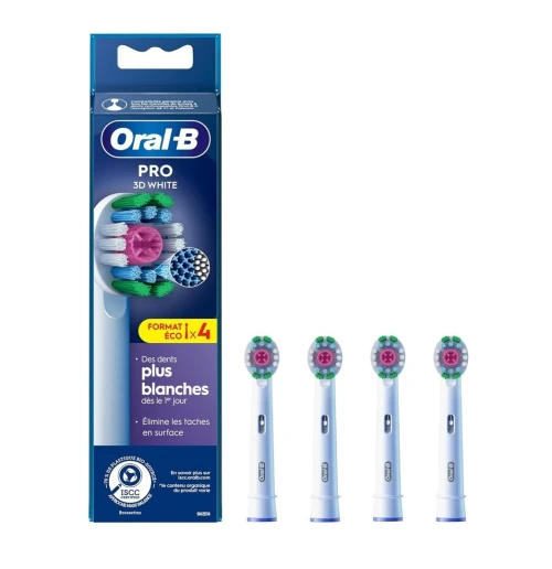 01 Pack Oral B Pro de 04 Brossettes Tête de rechange Au Choix, Cross Action, 3D White Ou Sensitive Clean,  Produit d'Origine