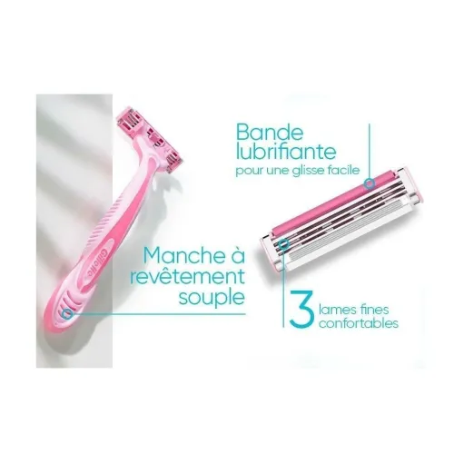 Pack de 04 Rasoirs Jetables Femmes Gillette Venus Simply 3 Lames, Bande Lubrifiante et Tête pivotante, Produit d'Origine