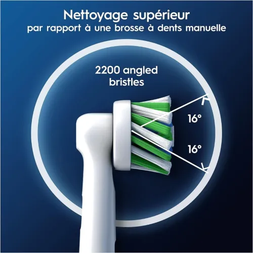 01 Pack Oral B Pro de 04 Brossettes Tête de rechange Au Choix, Cross Action, 3D White Ou Sensitive Clean,  Produit d'Origine