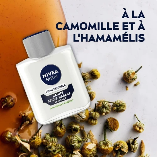 Baume Nivea Men Après Rasage - Pour peaux sensibles Enrichi en Camomille & Hamamélis 100 ml, Produit d'Origine