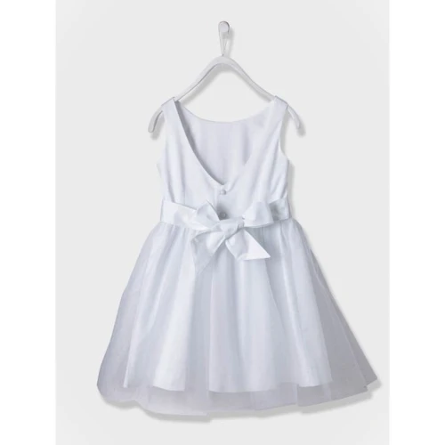 Vertbaudet Robe De Cérémonie Fille En Satin Et Tulle - Blanc