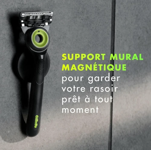 Gillette Labs Rasoir Pour Homme, 5 Lames, New Technologie Edition - Avec Barre Exfoliante & Support Mural Magnétique, Produit d'Origine