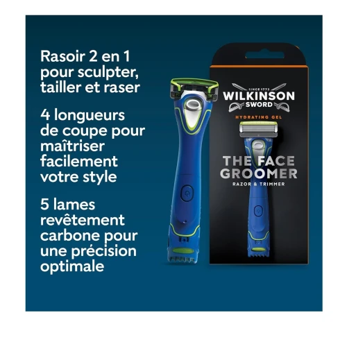 Rasoir et Tondeuse 2 en 1 Wilkinson Sword The Face Groomer, Produit d'Origine