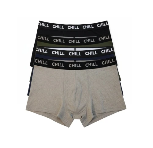 Tex Pack de 04 Boxers Homme  Chill, Produit d'Origine , Vert, Kaki, Bleu, Noir & Gris