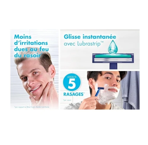 Pack de 20 Rasoirs Gillette Blue II Plus Jetables Homme, Produit d'Origine