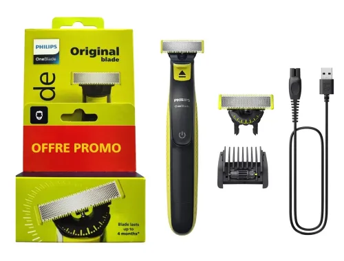 Philips Pack Rasoir Tondeuse Électrique OneBlade 5 en 1 + 1 Recharge 360, Produit d'Origine