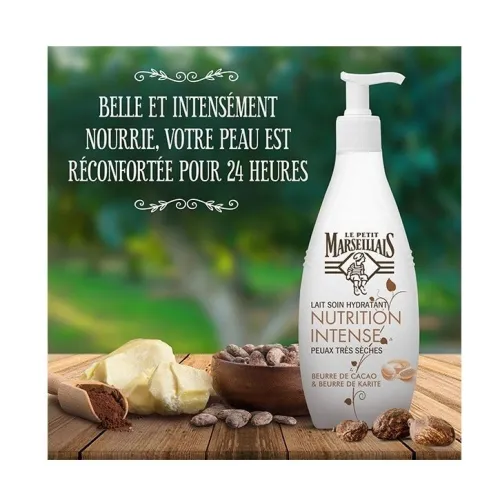 01 Lait Soin Hydratant  XXL Au Choix Le Petit Marseillais, Réparation / Nutrition Intense / Noix de Coco / Nutrition Beurre de Karité & Amande Douce, 400 ml, Produit d'Origine
