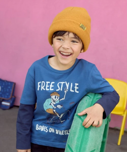 Vertbaudet Pack  de 2 T-Shirts Garçon,  la Forêt Enchantée, Bleu, Produit Original
