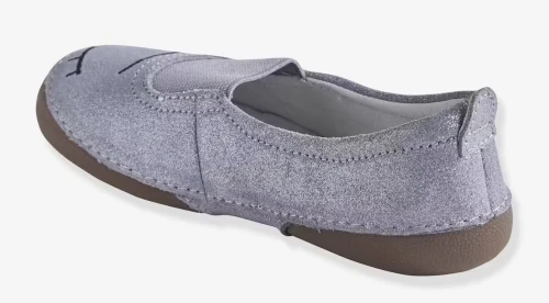 Vertbaudet Chaussons Fille, En Cuir, Gris Clair, Produit Original
