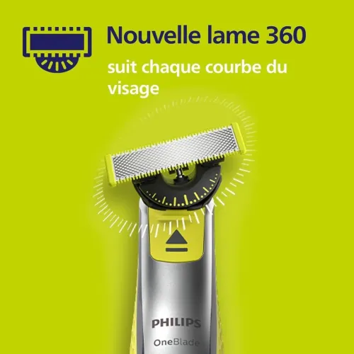 Philips Pack De 02 Lames De Recharges 360, Pour Rasoir Électrique OneBlade, Avec Peigne Reglable 5 en 1, Produit Original