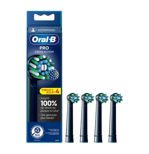 01 Pack Oral B Pro de 04 Brossettes Tête de rechange Au Choix, Cross Action, 3D White Ou Sensitive Clean,  Produit d'Origine