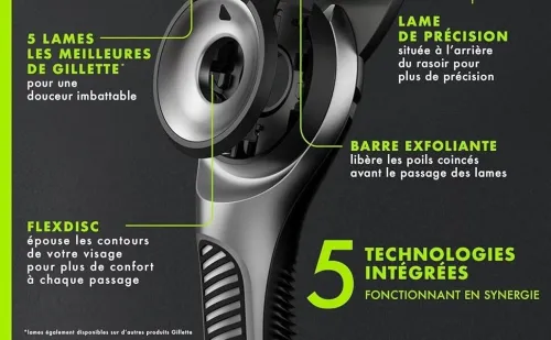 Gillette Labs Rasoir Pour Homme, 5 Lames, New Technologie Edition - Avec Barre Exfoliante & Support Mural Magnétique, Produit d'Origine