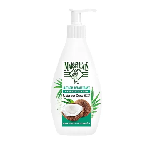 01 Lait Soin Hydratant  XXL Au Choix Le Petit Marseillais, Réparation / Nutrition Intense / Noix de Coco / Nutrition Beurre de Karité & Amande Douce, 400 ml, Produit d'Origine