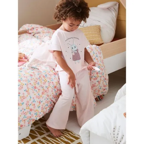 Vertbaudet Pyjama Large Fille- Joli Lapin - Rose