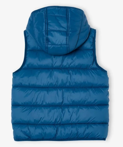 Vertbaudet Doudoune Garçon, Sans Manches Avec Capuche, Bleu Canard, Produit Original