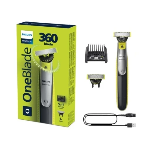 Philips Tondeuse et Rasoir à Barbe Électrique 5 en 1 OneBlade 360, Produit d'Origine