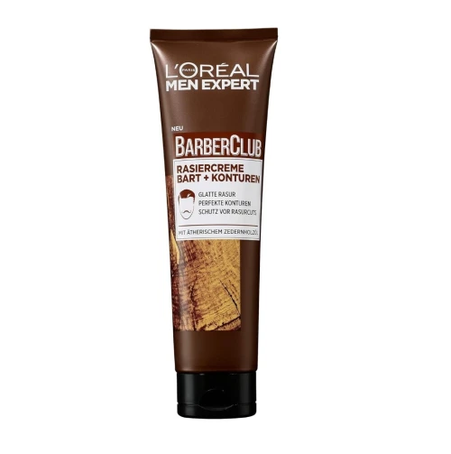 L'Oréal Paris Crème à Raser Barbe + Contours Barber Club Men Expert, 150 ml, Produit d'Origine