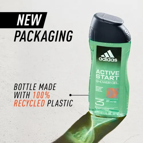 Adidas, Gel Douche 3 en 1, Corps, Cheveux & Visage,  Active Star, Produit Original, 250 ml