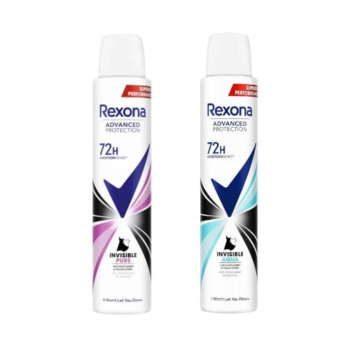 01 Déodorant Femme Spray Rexona au Choix , AntiTranspirant 72H - Invisible Aqua/ Invisible Pure, 200ml, Produit d'Origine