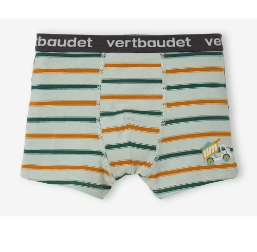 Vertbaudet Pack de 3 Boxers Garçon Stretch, Tractopelle, Bleu, Produit Original
