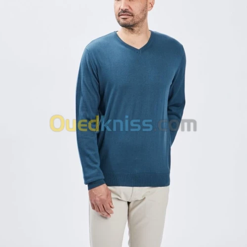 Tex Pull Homme À Col V - Bleu