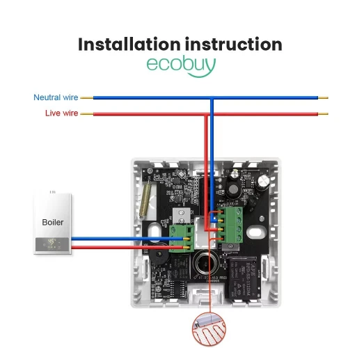 Thermostat connecté Wi-Fi sans fil  RF 433 1GHz portée 200m, compatible Google home. SmartLife,Tuya