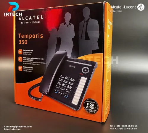 Alcatel Temporis 350 - Téléphone Fixe Filaire avec Écran, Mains Libres, Maison