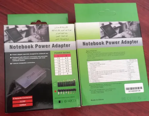 Chargeur lap top  Adaptateur universel 100W pour ordinateur portable  8 connecteurs interchangeables  Neuf scellé !
