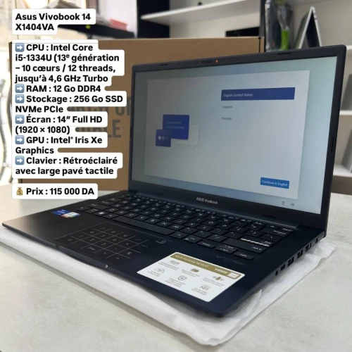Asus Vivobook 14 X1404VA 14 pouce FHD 60Hz i5 1334U 12Go DDR4 256Go SSD NVMe Intel Iris Xe Graphics
