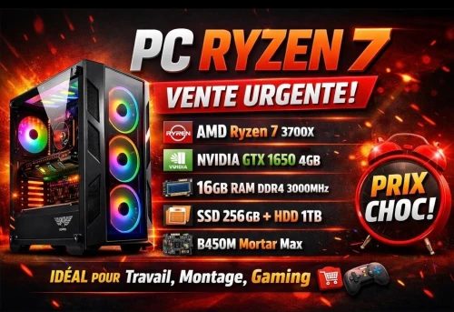 PC Ryzen 7 pour Montage,Travail et Gaming léger affaire