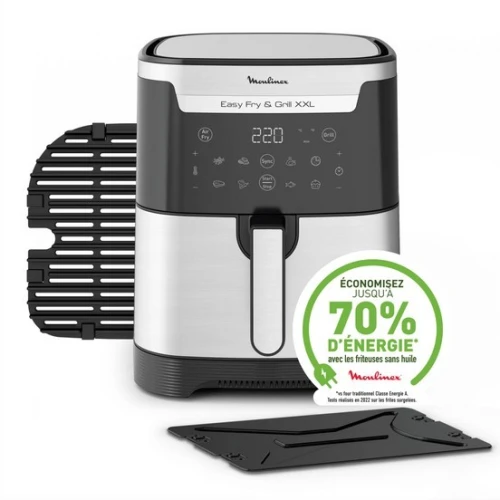 MOULINEX FRITEUSE A AIR CHAUD ET GRILL EASY FRY & GRILL DIGITAL 2-EN-1 XXL INOX EZ801D10