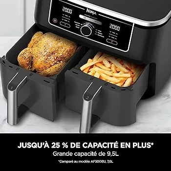 Ninja Foodi MAX Dual Zone Air Fryer, 2 Tiroirs, 9,5L