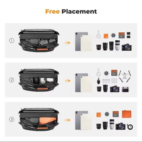 K&F Concept Camera Sling Bag 12L Waterproof Sacoche Professionnelle pour Appareil Photo