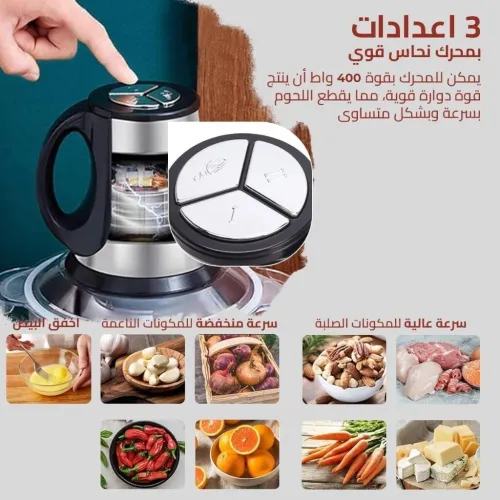 Hachoir à Viande Multifonction en Acier Inoxydable 300W/2L