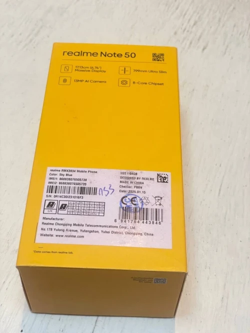 Realme note50 global 2sim  8gb dynamic ram /128 gb ROM 
