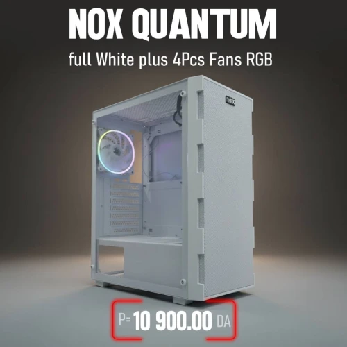 Boitier Gamer NOX QUANTUM full White plus 4Pcs Fans RGB