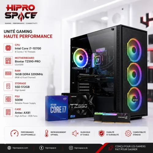UNITE INTEL Core i7-10700 / Biostar TZ590-PRO / 16Go DDR4 / SSD 512Go