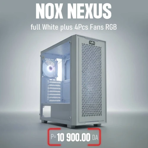 Boitier Gamer NOX NEXUS Full White + 4 Fans RGB
