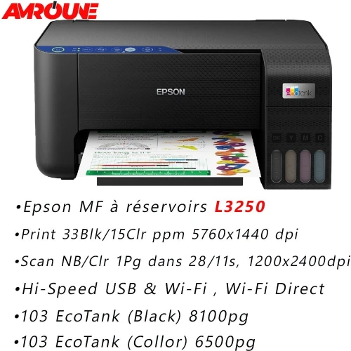 Imprimante EPSON EcoTank L3250 Multifonction - WiFi & Réservoirs Intégrés
