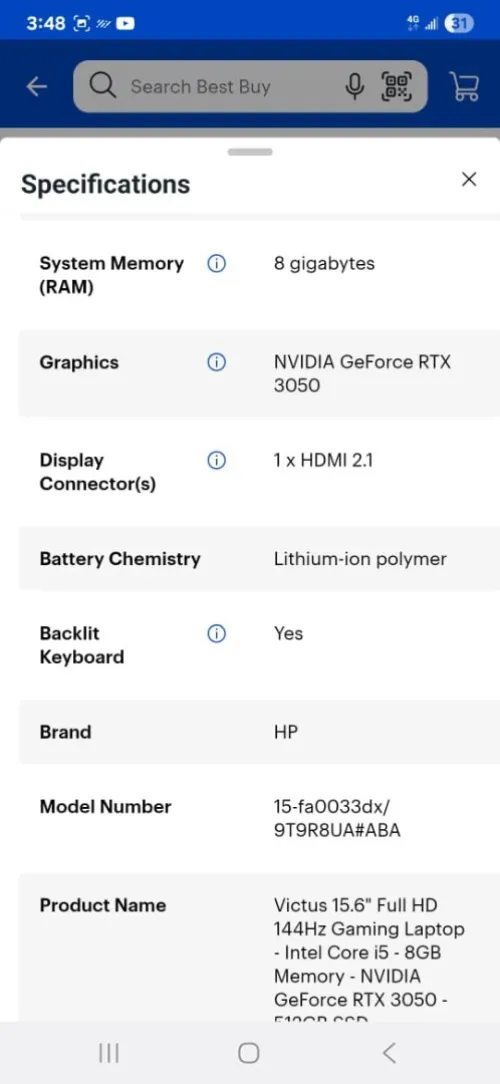 HP Victus 15.6" Gaming laptop