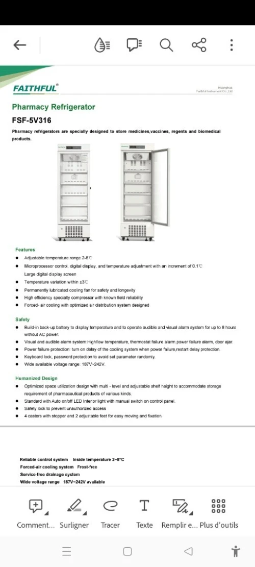 Frigo pour pharmacie 