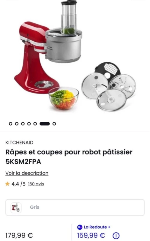 Pétrin KitchenAid avec accessoires et extracteur de jus et découpe légumes