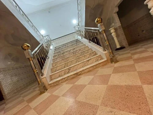 Rampe d'escalier inox et cabine douche