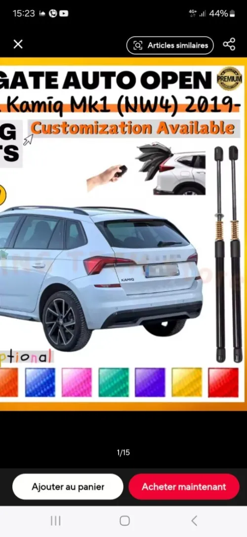 Amortisseurs coffre arrière pour Skoda kamiq européen